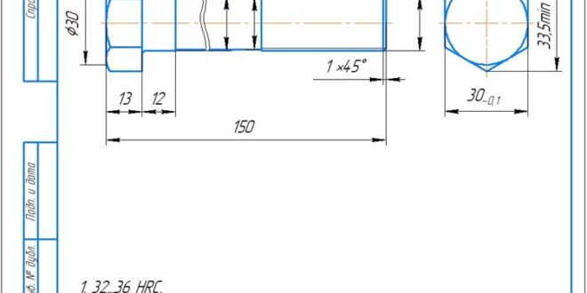 Autocad чертеж болта