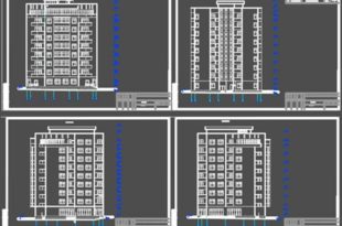 Многоэтажный жилой дом (планы этажей + фасады)